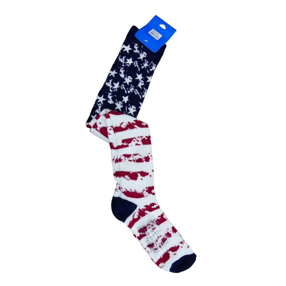 Claire's Socks Womens One Size Blue Red Patriotic American Flag Stars Stripes